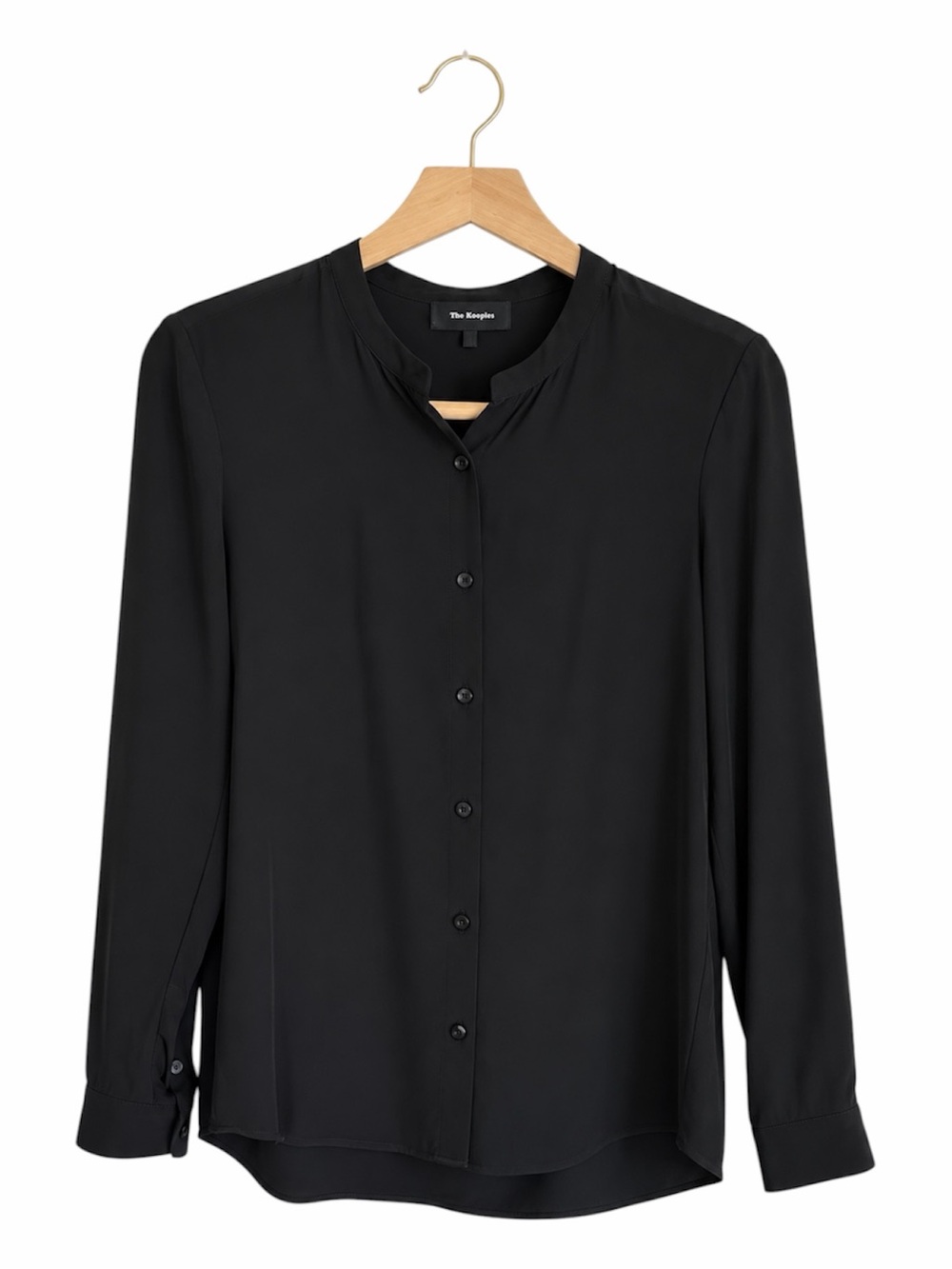 The Kooples Black 100% Silk Button Front Blouse Shirt Size 1